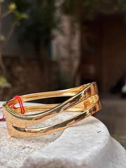 Elegant Gold Plated Open-Cut Bangle