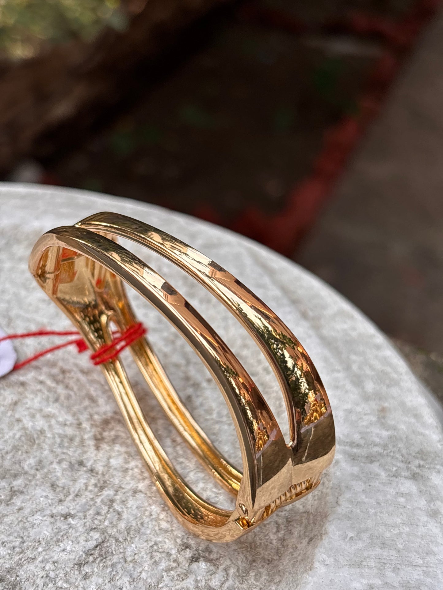 Elegant Gold Plated Open-Cut Bangle