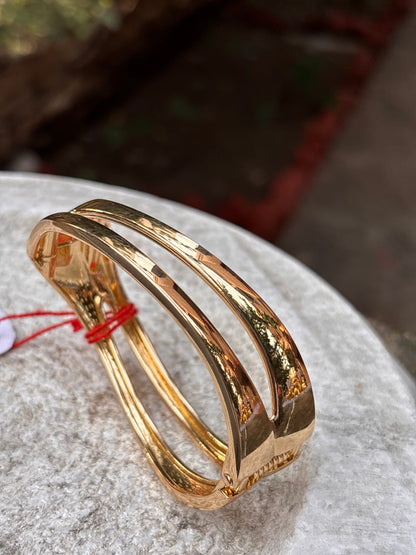 Elegant Gold Plated Open-Cut Bangle