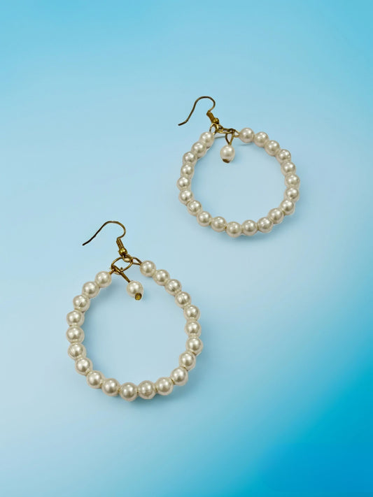 Elegant Pearl Beaded Hoops