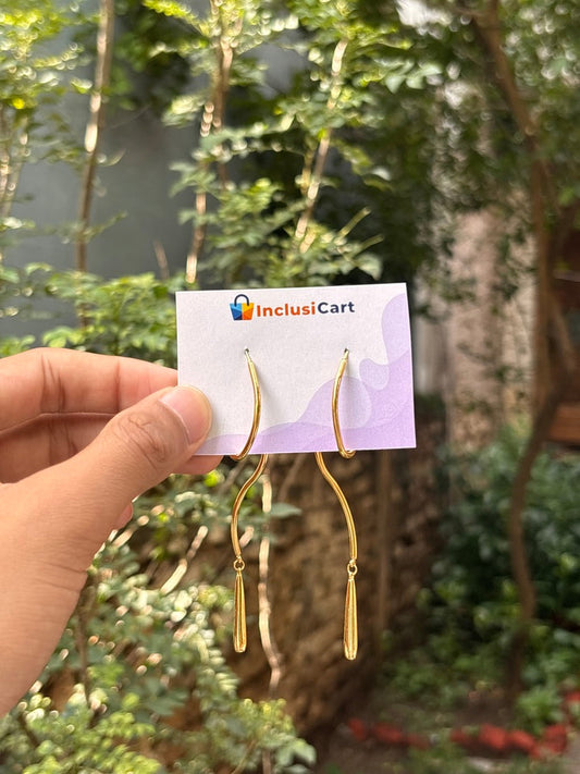 Elegant Wavy Long Drop Anti-Tarnish Earrings