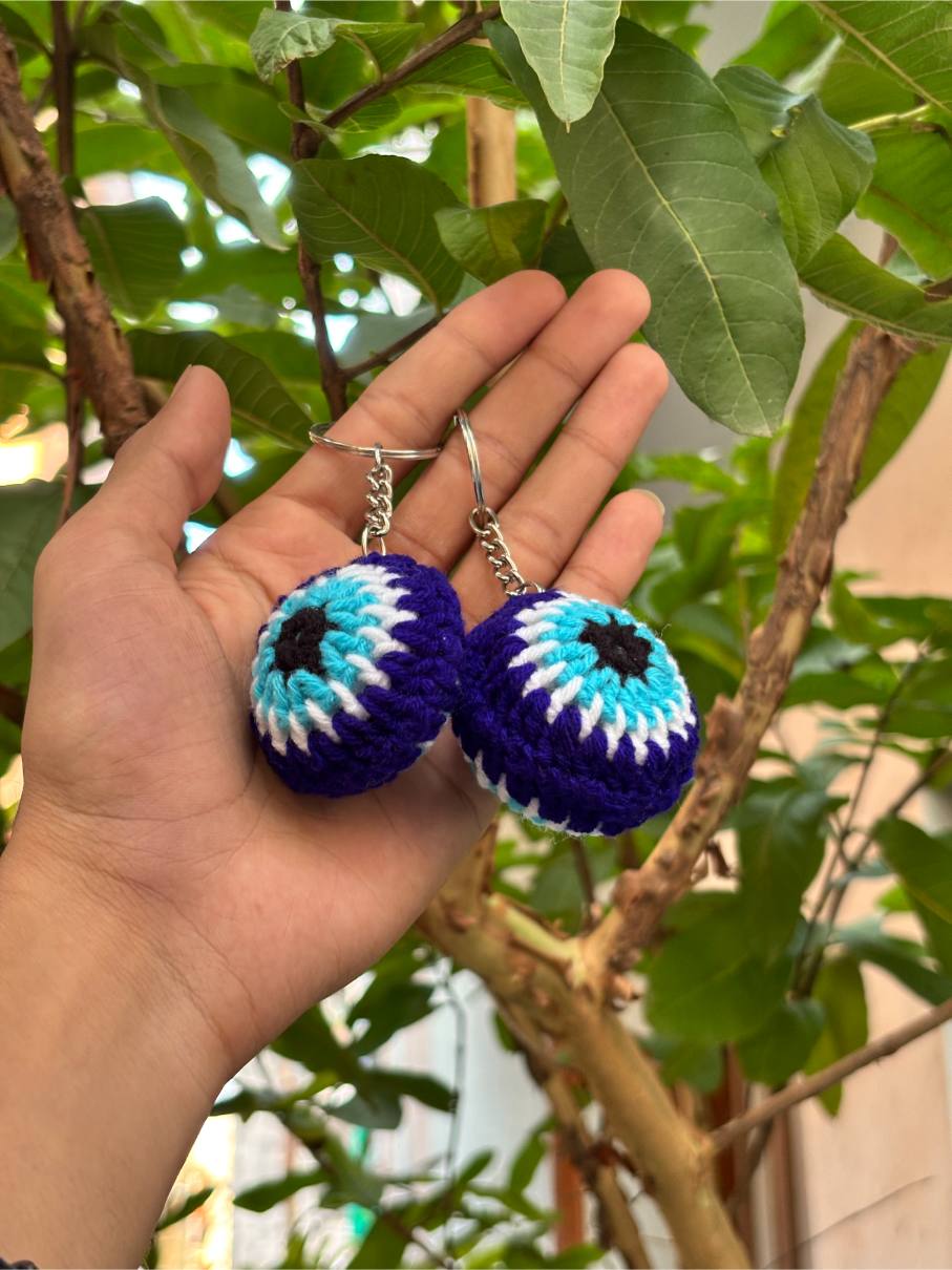 Evil Eye Crochet Keychain