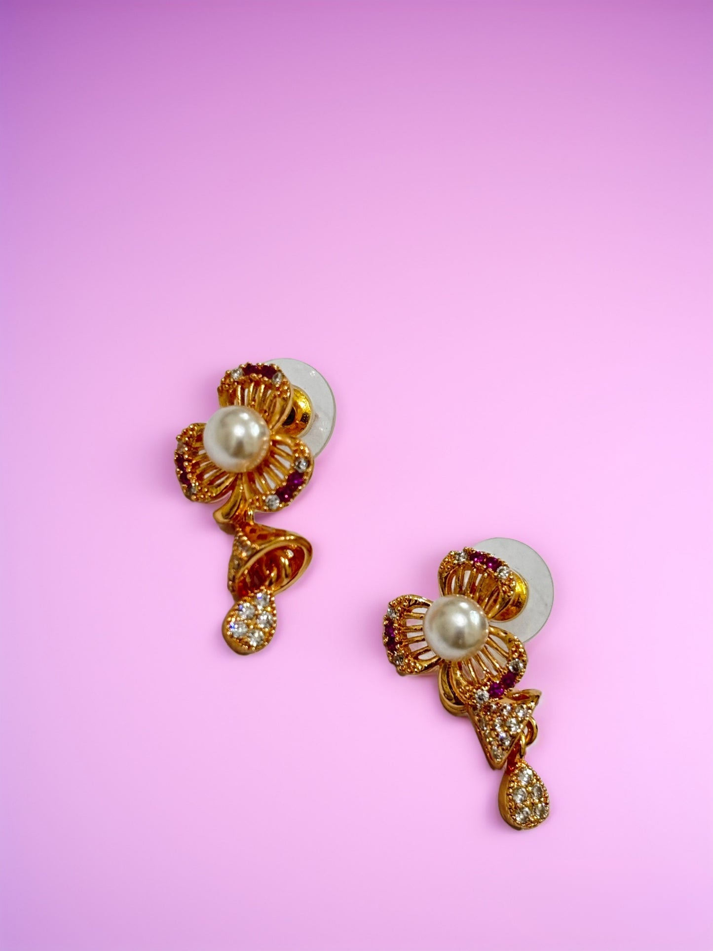 Floral Pearl Charm Earrings