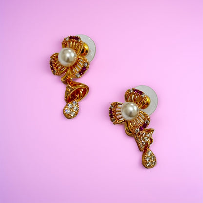 Floral Pearl Charm Earrings