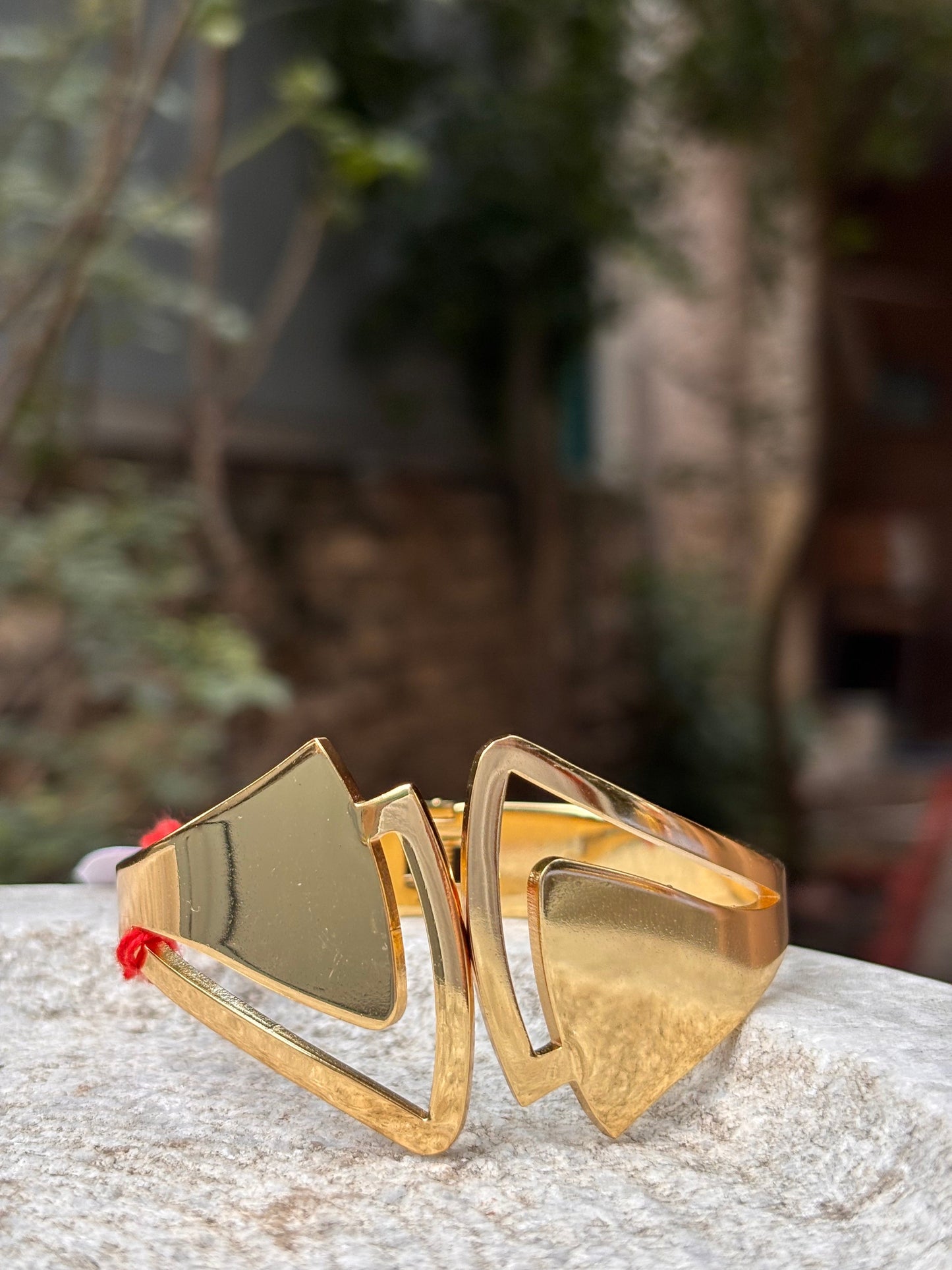 Geometric Gold Cuff Bracelet – Anti-Tarnish