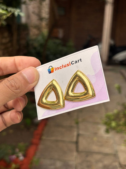 Geometric Triangle Anti-Tarnish Gold Stud Earrings