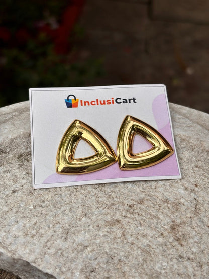 Geometric Triangle Anti-Tarnish Gold Stud Earrings