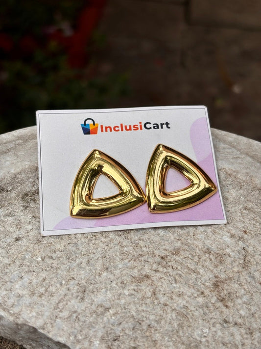 Geometric Triangle Anti-Tarnish Gold Stud Earrings