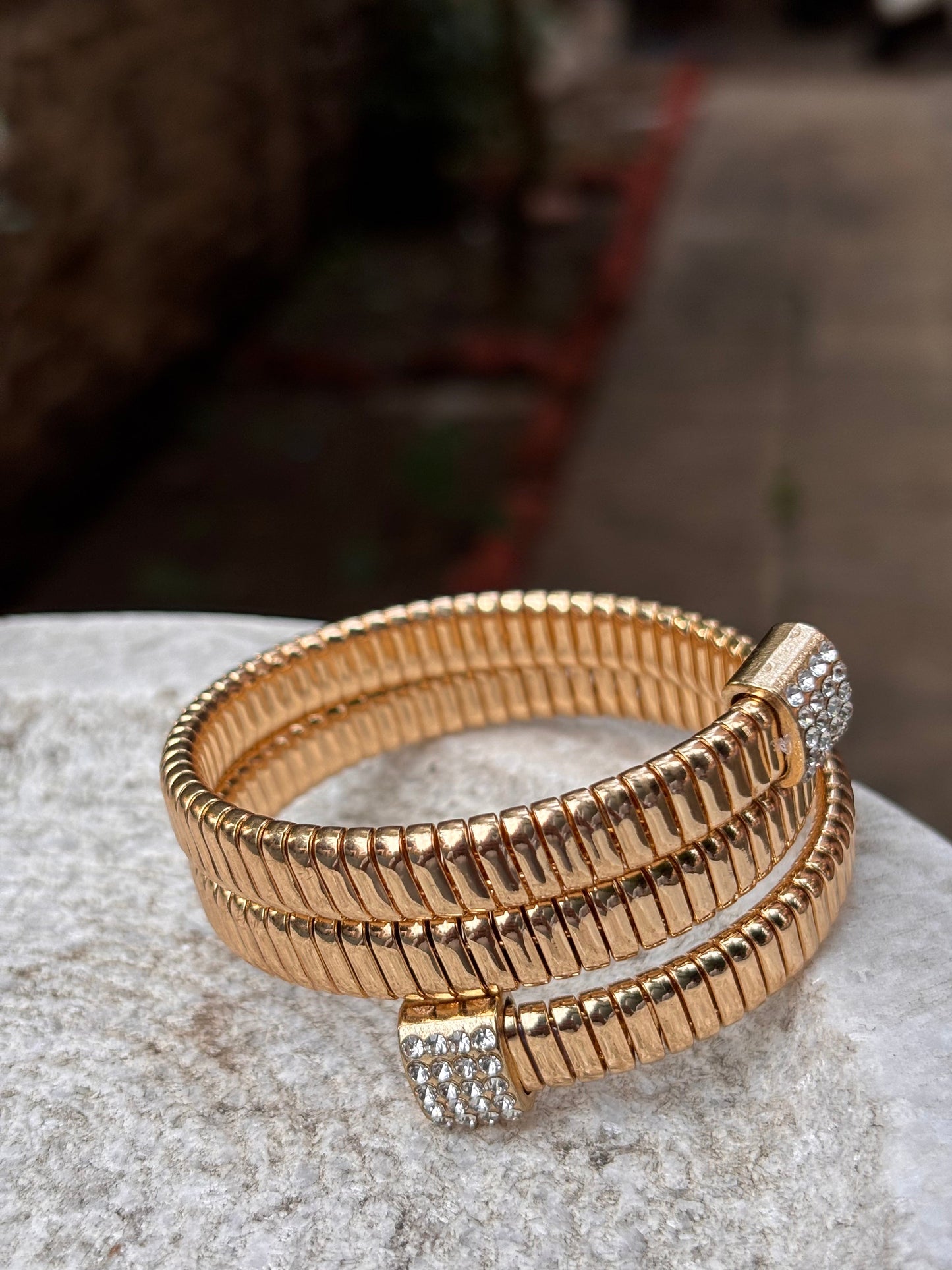Gold Coil Wrap Bracelet with Stones – Anti-Tarnish