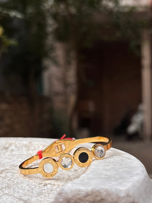 Gold Plated Multi-Stone Circle Design Bangle