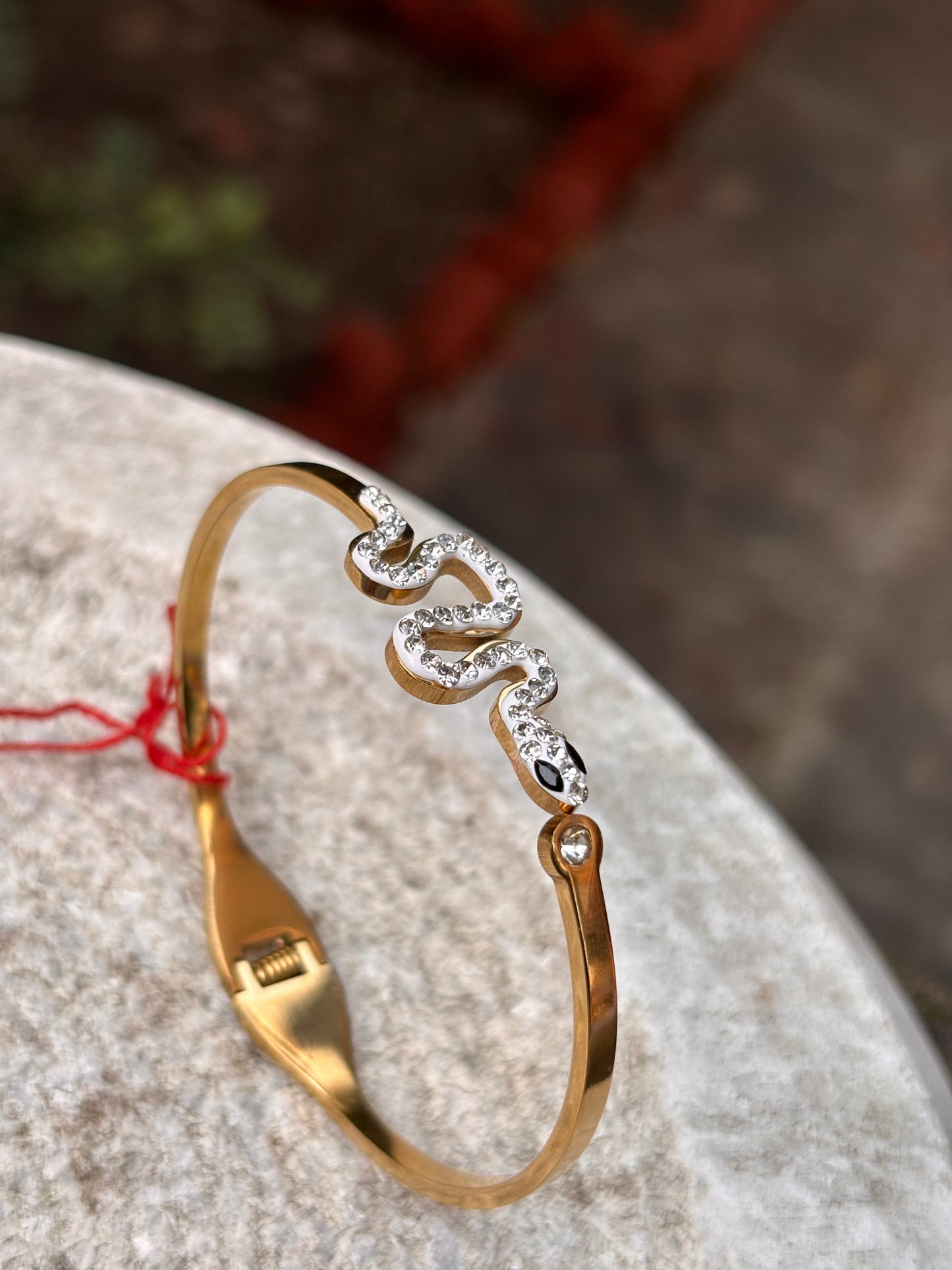Gold Snake Design Bracelet with Stones – Anti-Tarnish