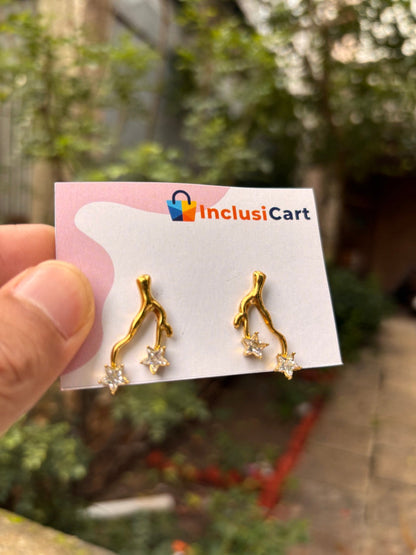 Golden Branch Star Anti-Tarnish Earrings