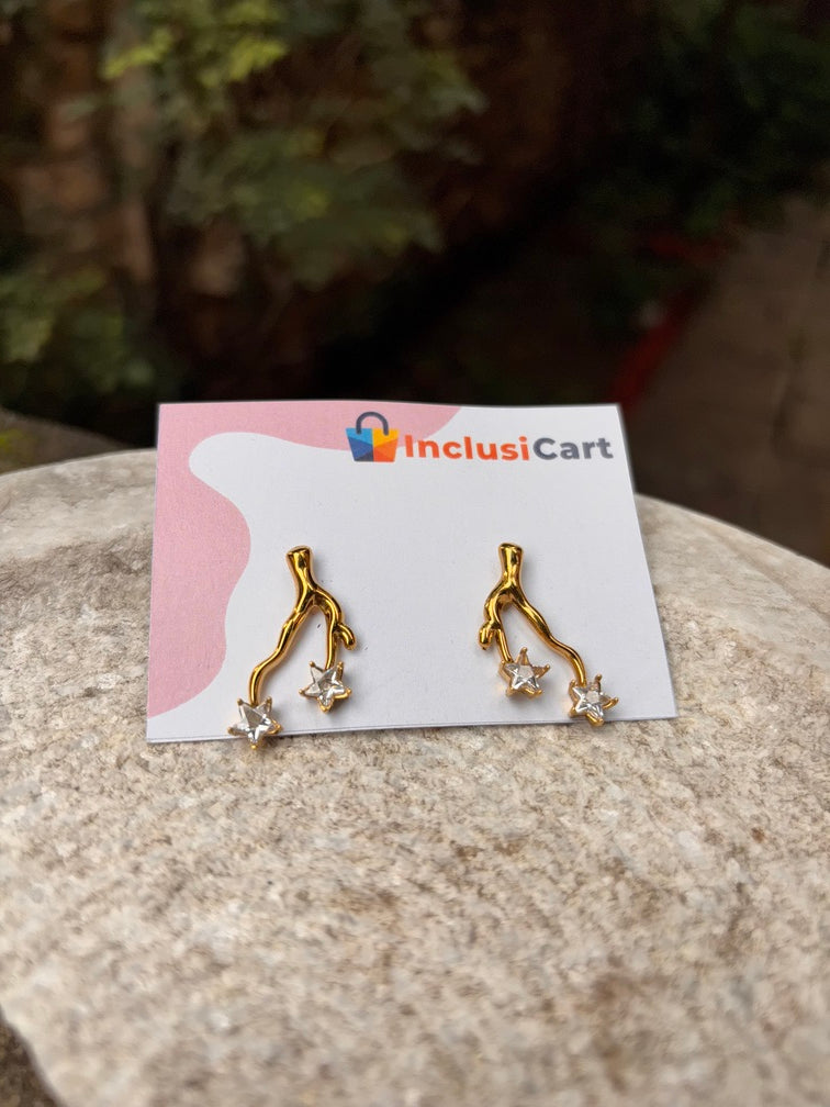 Golden Branch Star Anti-Tarnish Earrings