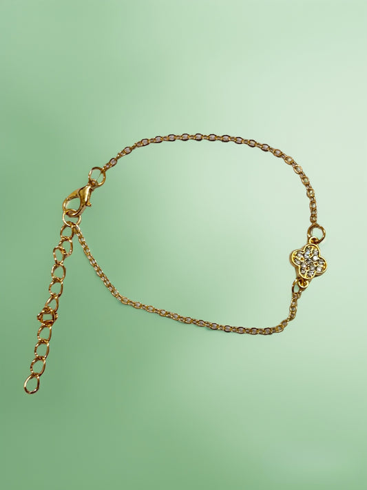 Golden Clover Charm Bracelet