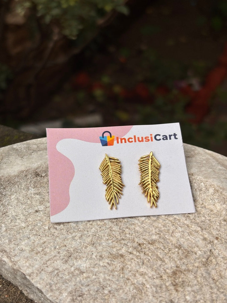 Golden Feather Anti Tarnish Earrings