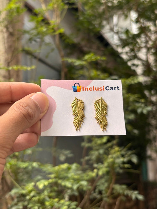 Golden Feather Anti Tarnish Earrings