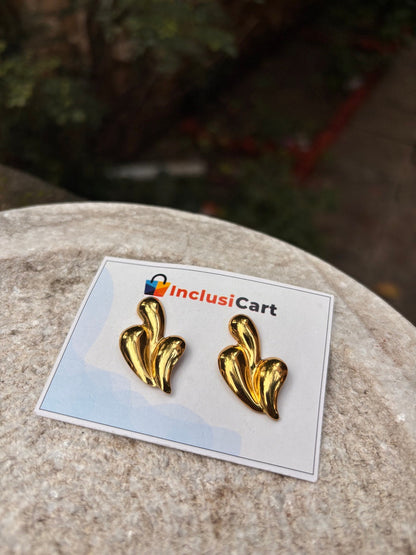 Golden Flame Anti-Tarnish Statement Stud Earrings