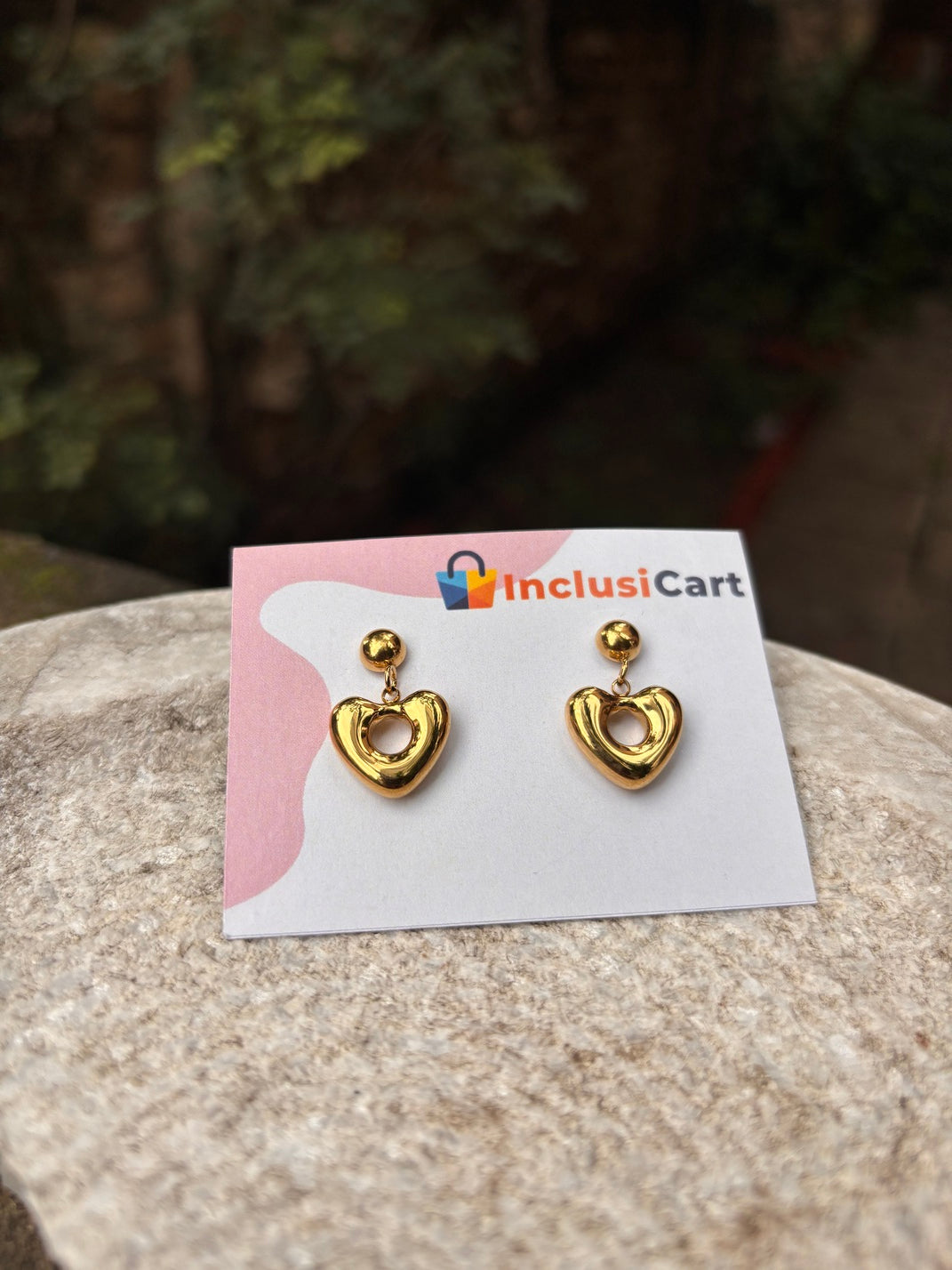 Golden Hollow Heart Drop Anti-Tarnish Earrings