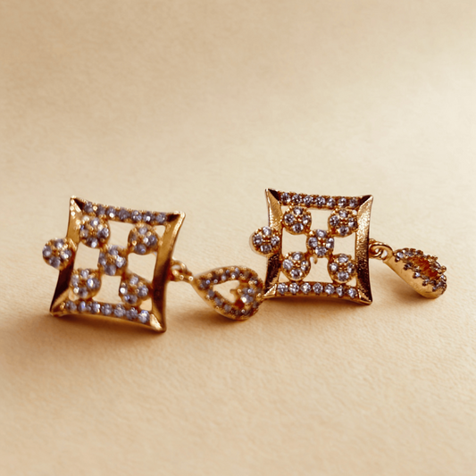 Golden Lattice Drop stud earrings
