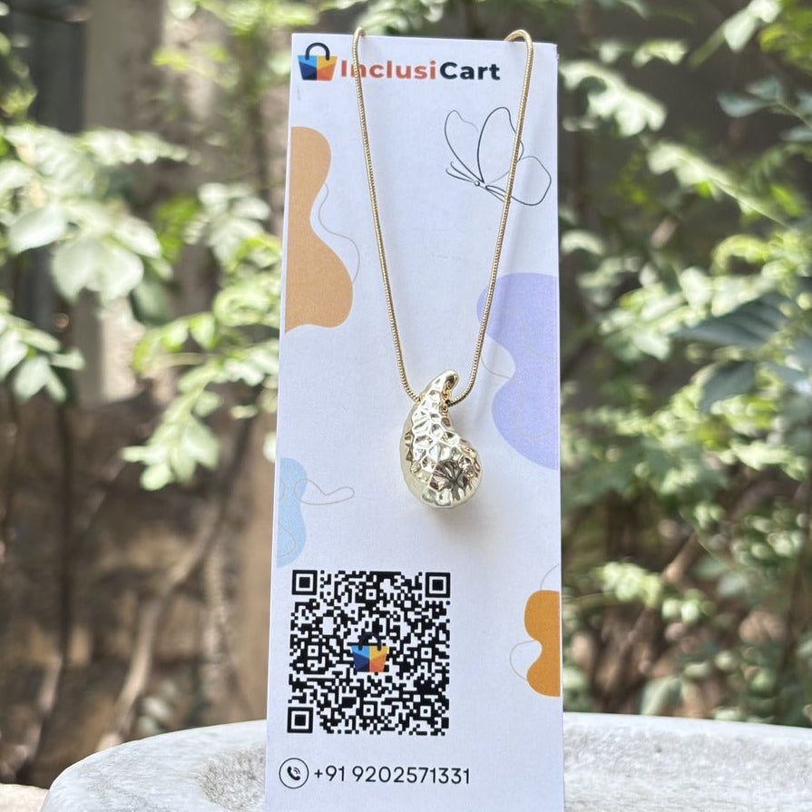 Golden Lava Drop Pendant Necklace