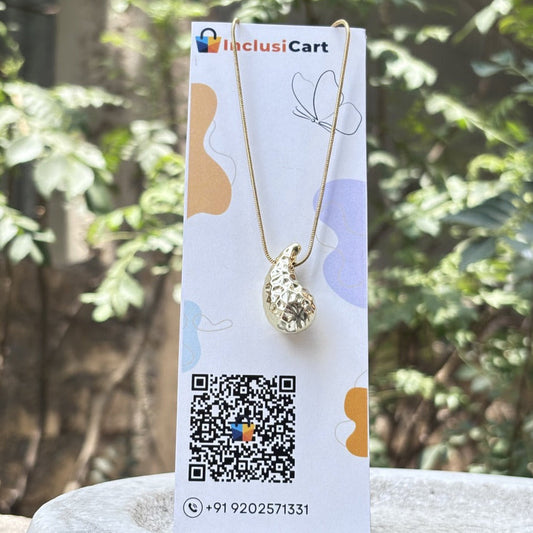 Golden Lava Drop Pendant Necklace