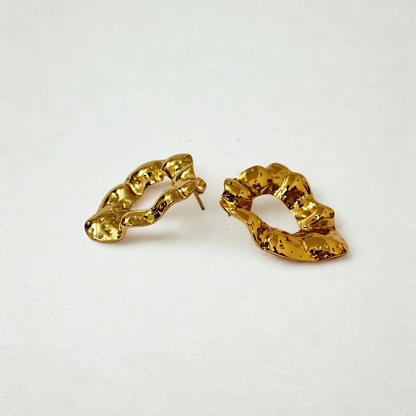 Golden Leaf Ripple Anti-tarnish Earrings