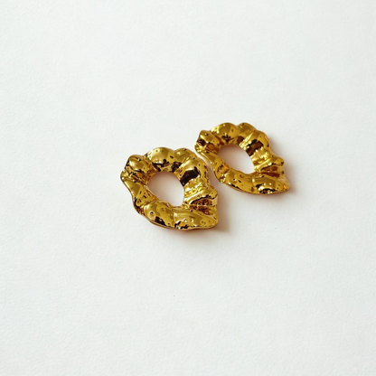Golden Leaf Ripple Anti-tarnish Earrings