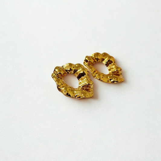 Golden Leaf Ripple Anti-tarnish Earrings