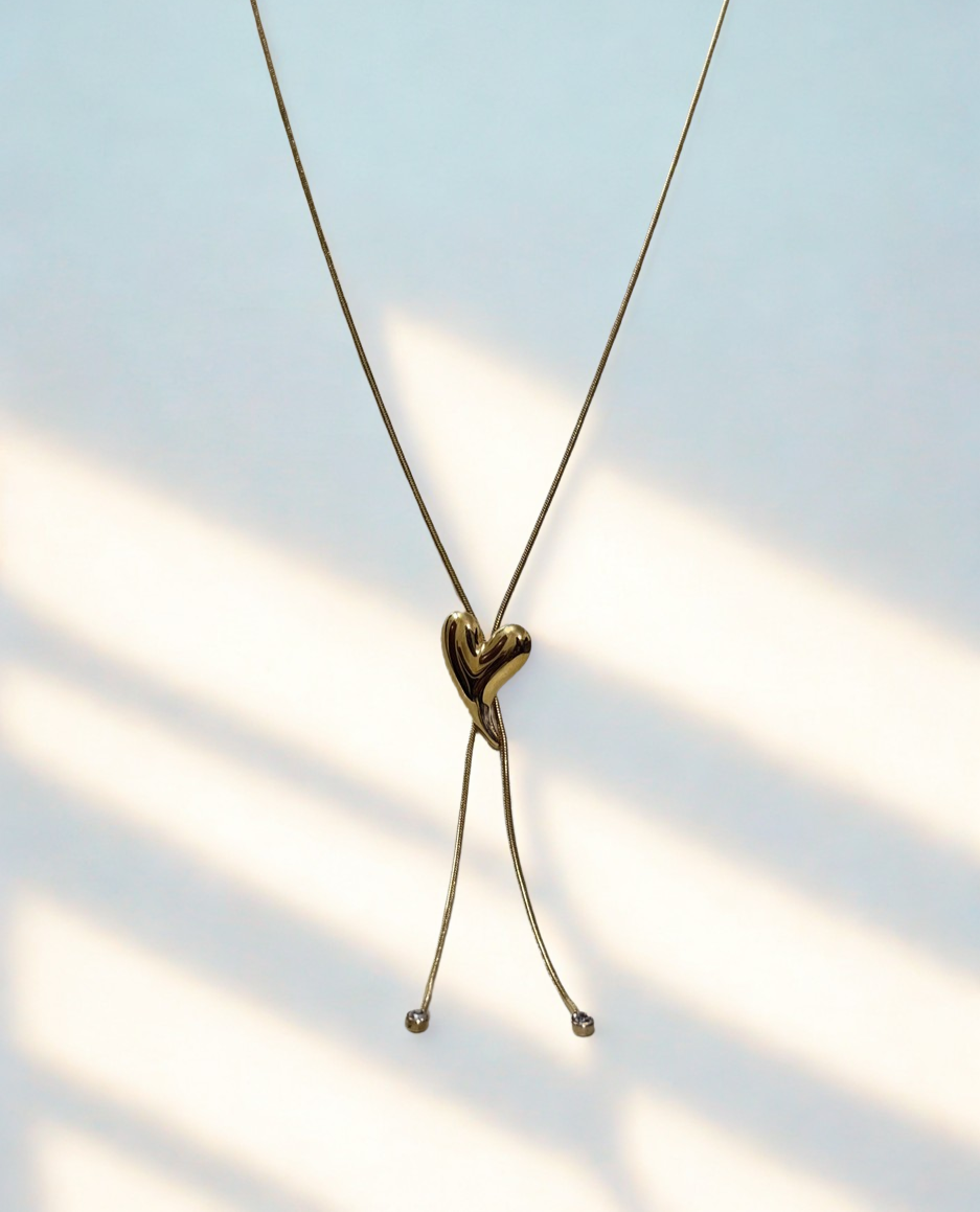 Golden Heart Pendant Anti-tarnish Adjustable Necklace