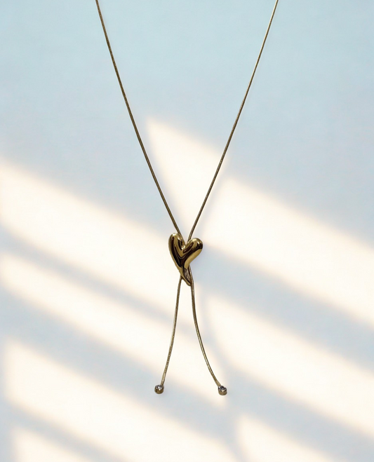 Golden Heart Pendant Anti-tarnish Adjustable Necklace