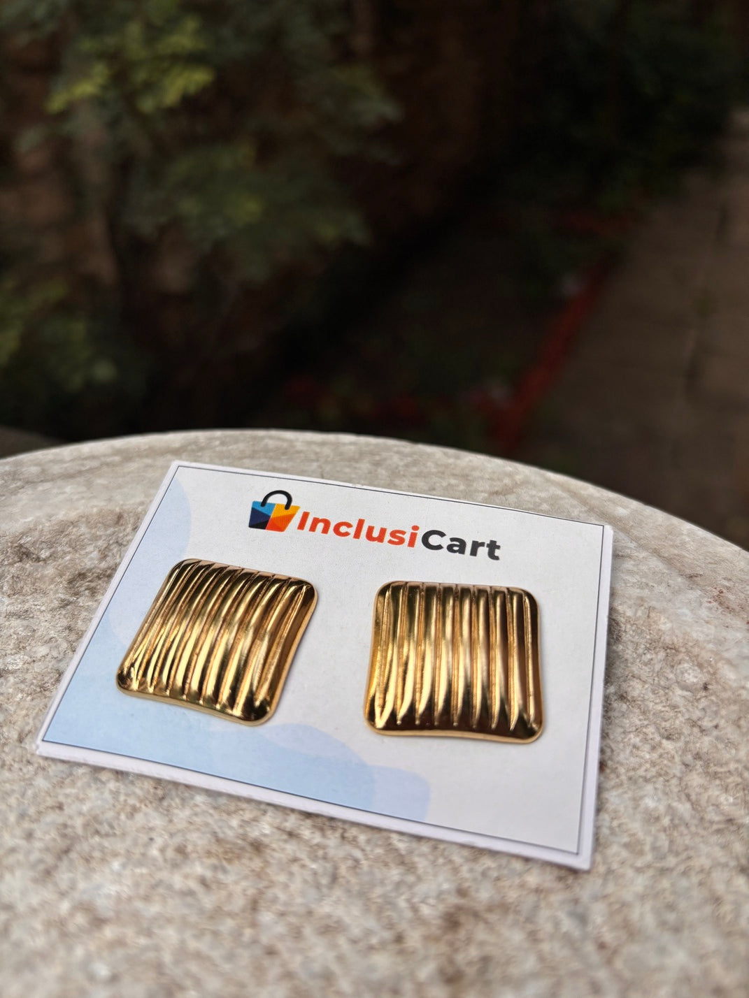 Golden Square Anti-Tarnish Earrings