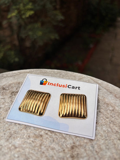 Golden Square Anti-Tarnish Earrings