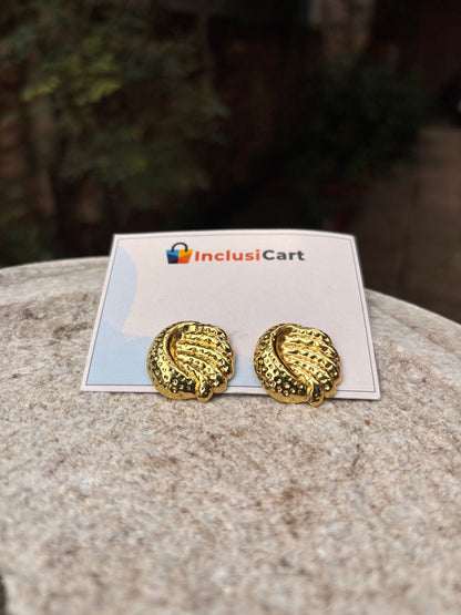 Golden Swirl Textured Anti-Tarnish Stud Earrings
