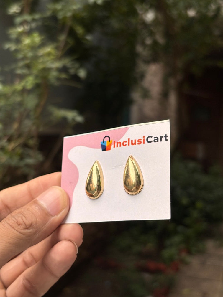Golden Teardrop Stud Anti Tarnish Earrings