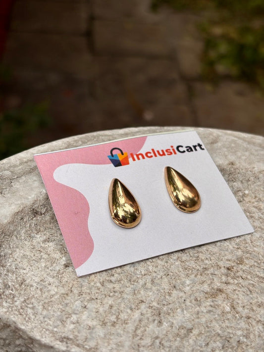 Golden Teardrop Stud Anti Tarnish Earrings