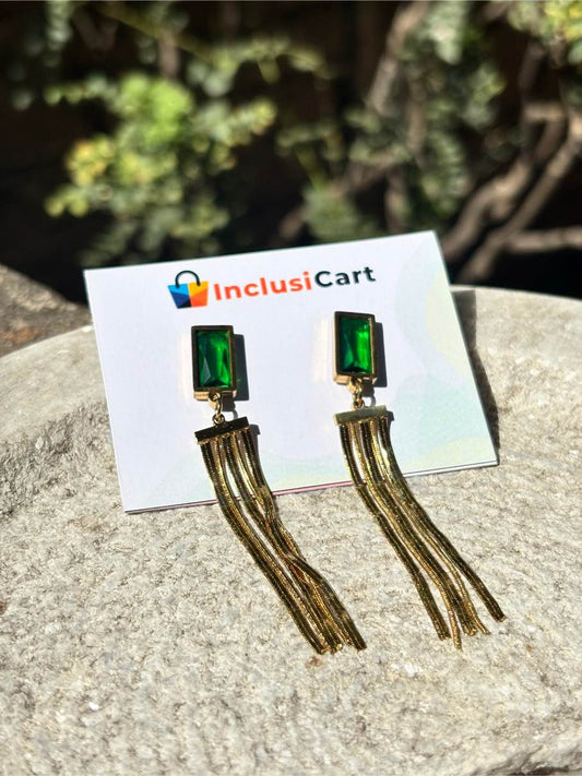 Green Crystal Anti Tarnish Stud Earrings