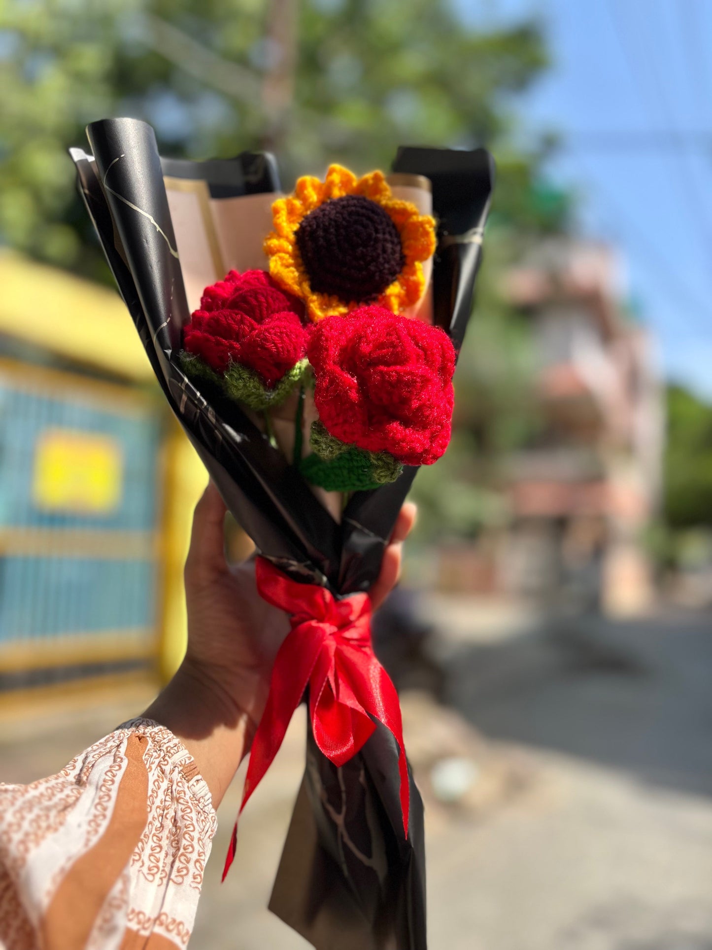 Crochet Flower Bouquet | Sunflower with Rose