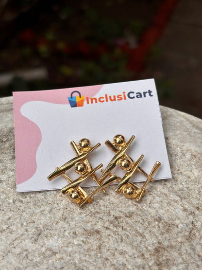 Geometric Grid Anti-Tarnish Rose Gold Stud Earrings