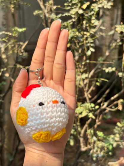 Crochet Keychain Cute Chick | White