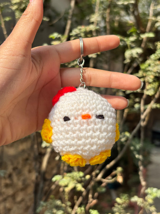 Crochet Keychain Cute Chick | White