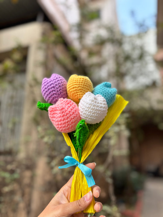 Crochet Bouquet | Multicolor Tulip Crochet Flowers
