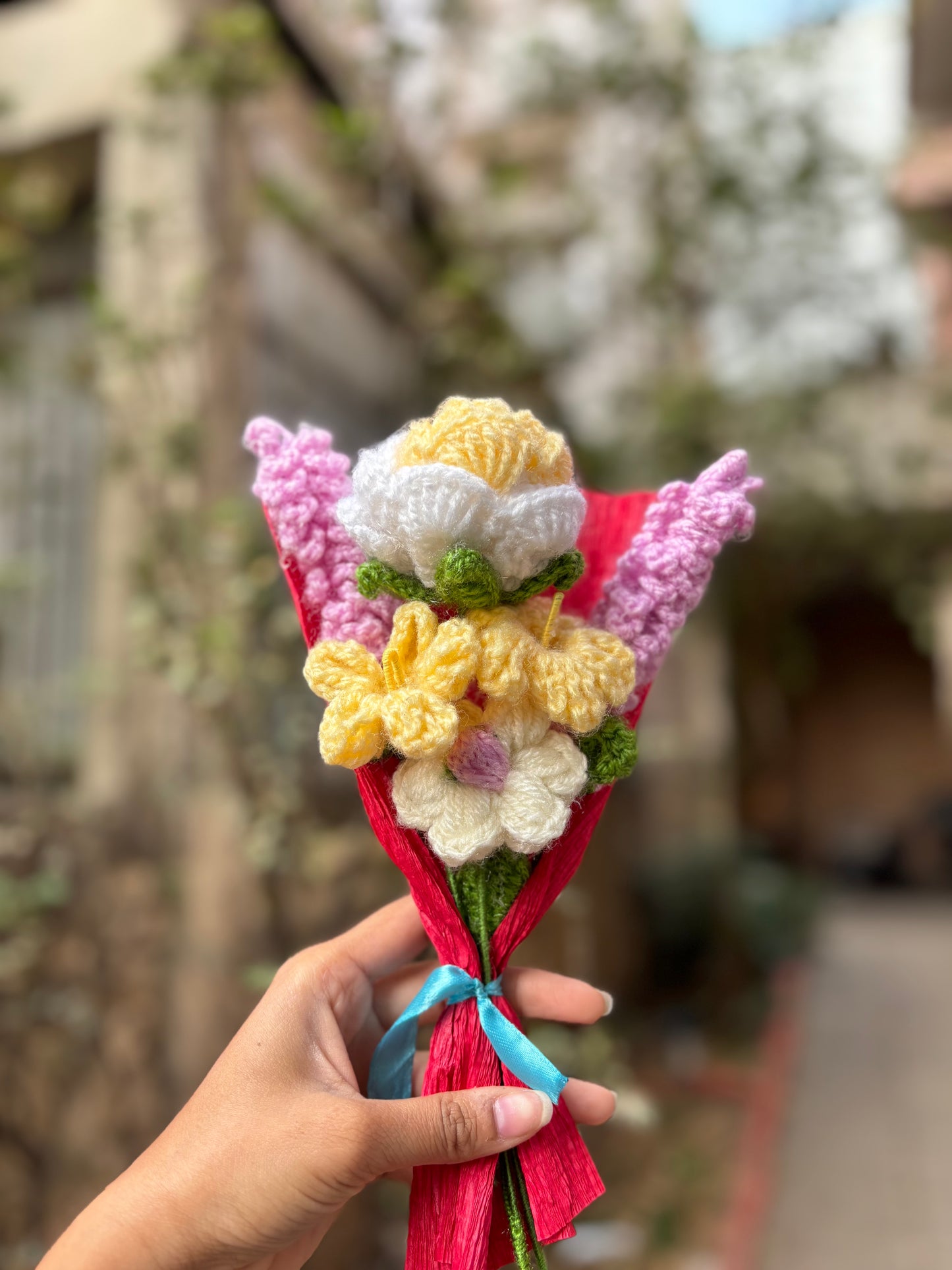 Crochet Bouquet | Multi shade Rose, Lavender Stick, Wood Sorrel Flowers