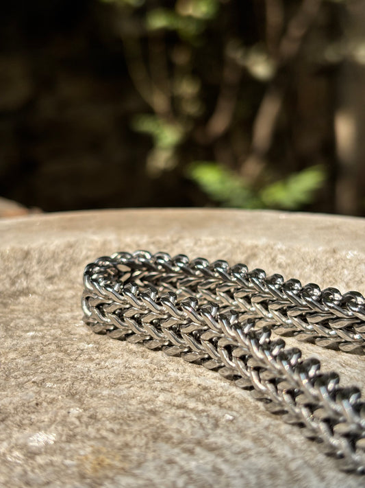 Mens Chain Bracelet | Dual Link Silver Thin Chain