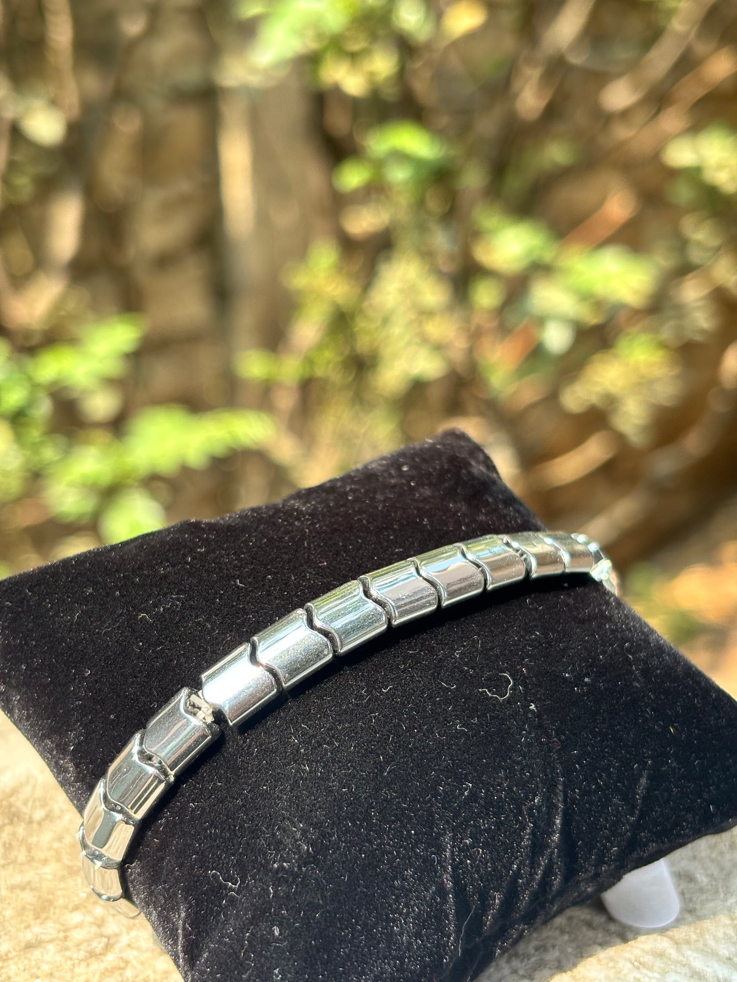 Mens Band Bracelet | Silver Interlocking Chain
