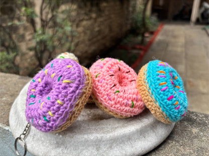 Crochet Donut Keychain | Baby Pink Icing