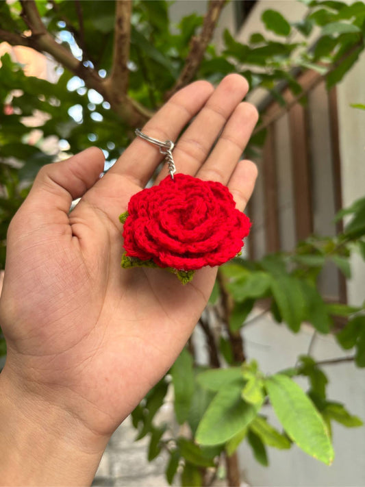 Rose Crochet Keychain