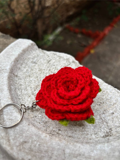 Rose Crochet Keychain