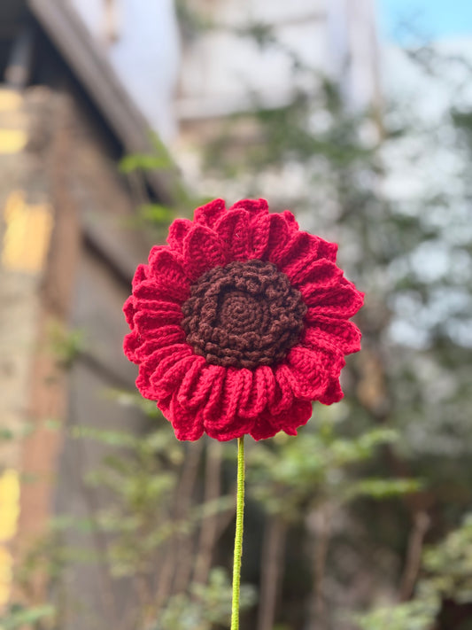 Crochet Sunflower Big | Maroon Shade