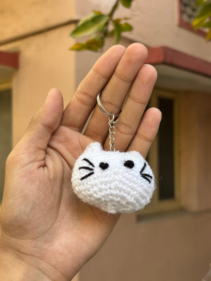 Crochet Keychain White Kitty
