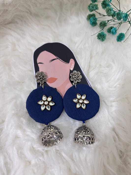 Fabric Kundan Jhumka